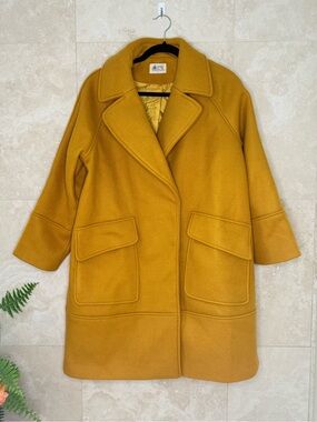 TCB Traveling Chic Boutique Mustard Wool Blend Oversized Longline Coat Small